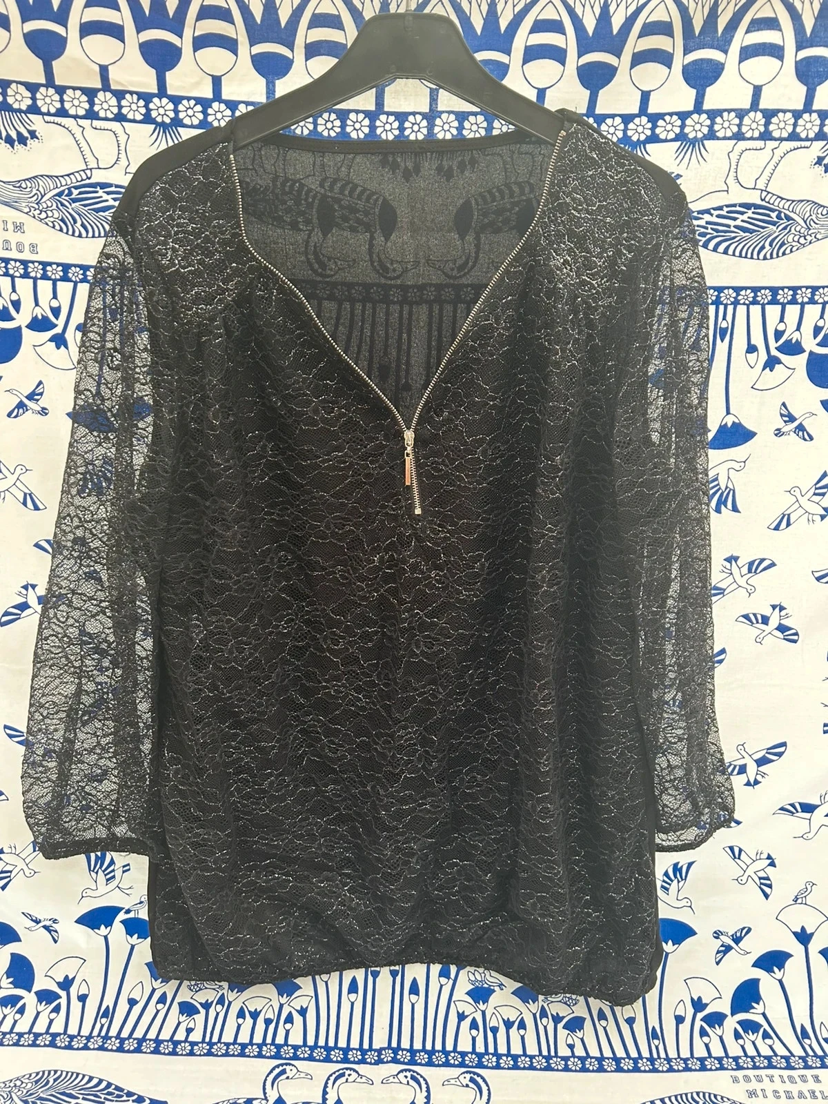 Blouse XL/42 Gemo noire manche 3/4 femme très bon état